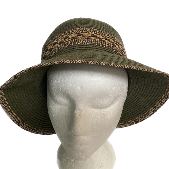 Bellezza Hat Wide Brim Sun Beach One Size Green Blue and Tan - Picture 8 of 8